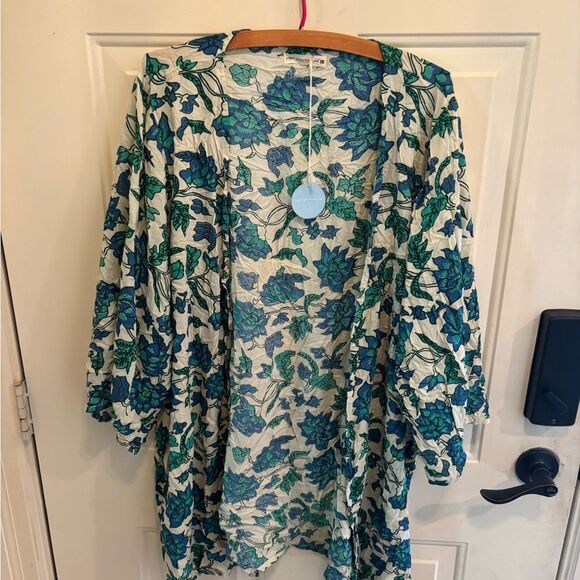Anthropologie Gypsie Mermaid Green Floral Kimono - Picture 2 of 5